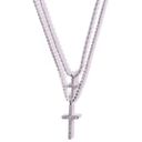 Silver Rhinestone Double Chain Layered Necklace Set Photo 10