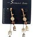 Love Me Women's Mixed Metal Dangle Script Drop Statement Earrings Photo 1