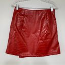 SheIn  Dark Red Faux Snake Skin Faux Wrap Mini Skirt Size M Photo 3