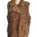 INC  Small Faux Fur Vest Full-Zip Sleeveless Lined Pockets Collared Clay Tan New Photo 0