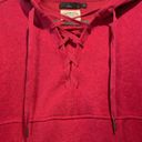 prAna - “Cozy Up Illana” Red Cropped Oversized Lace- Up Detail Hemp Hoodie Size S Photo 5