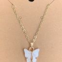 White Butterfly Necklace 14k Gold Photo 0