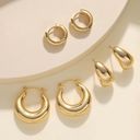 Gold Hoop Earrings| 3 Pairs| 14K Gold Plated| Lightweight| Hypoallergenic| Hoops Photo 1