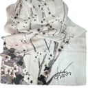 White House | Black Market  100% Silk Floral Scarf Cherry Blossom Pink Gray 71 x 21 Photo 1