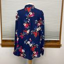 Popsugar  Blue Floral Print Long Sleeve Button Down Blouse Size 1X Photo 4