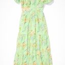 American Eagle Green Floral Open Back Corset Midi Dress Photo 0