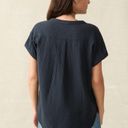 Faherty Dream Cotton Gauze Desmond Navy Organic Cotton Short Sleeve Top Photo 2