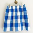 J.Crew  Bold Blue + White Picnic Gingham Plaid Checkered Mini Skirt Size 2 Photo 0