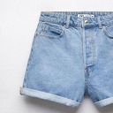 ZARA  0 Light Wash Denim Mom High Rise Bermuda Shorts Photo 0