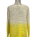 Michael Stars  Open Knit Vneck Pullover Ombré Sweater 2 Yellow White Beachy Photo 3