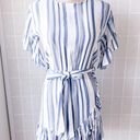 Lost + Wander Blue and White Striped Ruffle Mini Dress Photo 0