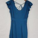 BCBGeneration  Womens Dress Size 0 Blue Flutter Sleeve Strappy Open Back Mini Photo 0