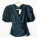 idem Ditto  Black Puff Sleeve Knit Wrap Top Size Medium NWT‎ Photo 1