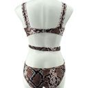 Matte Collection  Women’s Brown Snakeskin Mesh Cutout One-Piece Swimsuit Small Photo 5