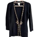 Tracy Reese  Embellished Sequin Beaded Knit Cardigan Sweater Black Women's Small Photo 0