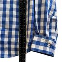 Isaac Mizrahi  Live Blue White Gingham Print Roll Tab Sleeve Button Shirt Size 16 Photo 6