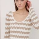 Hollister Long Sleeve Crotchet White Tan Chevron Open Back Dress Size Med NWT Photo 6