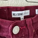 RE/DONE  Stove Pipe Cropped Burgundy Corduroy Jeans Pants Size 24 Photo 4