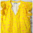 Karina Grimaldi  Women's V Neck Tassel Flutter Sleeve Floral Top Bright Yellow XS Photo 5