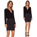 James Perse  • Collage Wrap Mini Dress two tone black grey plunge surplice Photo 1