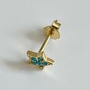 Anthropologie 18K/925 Genuine Stone Celestial Mini Stud Earring Photo 3