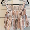 Illa Illa  Striped Smocked Front Crop Top Peach Red Multicolored Size Medium NWT Photo 3