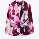 ZARA multicolor printed satin effect blazer suit jacket Photo 5