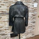 Tahari  Womens Nicole Belted Leather Trench Coat Black XXL Photo 5