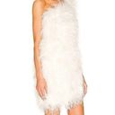 The Bar  Andre Dress in Blanc White Size 2 Feathers One Shoulder Mini Photo 1