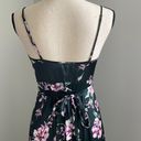 Tularosa Black Floor Length Satin Floral Summer Maxi Dress size XXS Photo 3