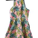 Draper James  Pineapple Halter Dress Keyhole Women's Size 10 Sleeveless Mini Pink Photo 5