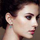 Brilliance Haus of  .925 Silver Emerald Shape Blue Topaz & Diamond Dangle Earring Photo 2