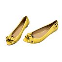 Frye Wedges  Yellow Leather Buckle Detail Peep Toe Wedges, Sz 8 Photo 3