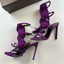 Gucci  Purple Berries Becky Suede Fringe Sandals Heels Size 37.5 Photo 4