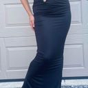 Oh Polly  Black Jersey Stretch Knit Bodycon Ruched Resortwear Maxi Pencil Skirt 6 Photo 3