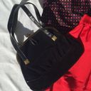 Suede and Leather Vintage Black Handbag w/ Gold Photo 0