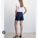 Mango  NWT navy high waisted cotton shorts size small Photo 2