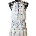 Parker NWT Revolve  Dress White Red Blue Embroidered Halter Stretch Waist Mini M Photo 9