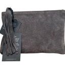 Krass&co New w/Tags White . Pochette-Grey Suede Italian leather with Tassel zip fob Photo 0