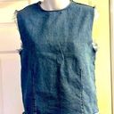 Topshop  Distressed and Mixed Wash Jean Vest with Back Zipper- Size 2 Photo 0