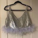 Nana Macs Sequin & Feather Crop Top Photo 0