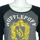 Harry Potter  Women’s Hugglepuff Raglan Tee Gray White Quidditch Hogwarts Size M Photo 4