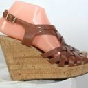 Guess Women’s  Brown Leather Strap Wedge Shoes Cork Heels Size 8M Photo 1