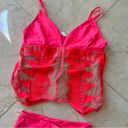 Free People  Movement Hot Pink Mesh Tank Leggings Set Like New Photo 2