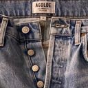 AGOLDE  Quinn Denim Mini Skirt Size 24 Lightly Distressed Blue In Devotee Wash Photo 6