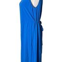 Eileen Fisher  Long Midi Dress 100% Silk Blue Tie Back Waist Split Women's Size S Photo 6