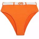 ONIA  Orange white high rise Bea belted bikini bottoms Large NWT Photo 2