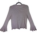 Ro & De Anthropologie  Burgundy White Striped Long Bell Sleeve Lightweight Top L Photo 1