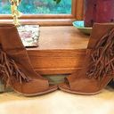 Big Buddha  Vernelle 001 Camel Brown with frayed open toe booties - US Size 8. Photo 0