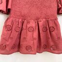 Q+A Los Angeles Spiced Brick Eyelet Smocked Peplum Bell Short Sleeves Top Size M Size M Photo 2